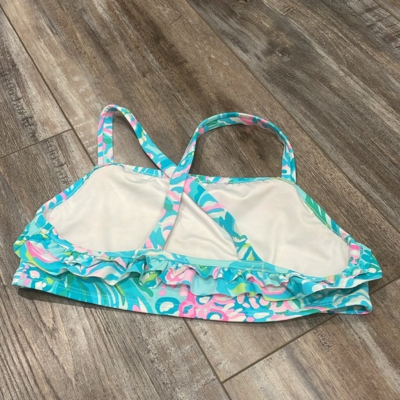 Lilly Pulitzer Girls Size 14 Caia Bikini Top Blue Izba Aqua la Vista - Picture 4 of 6